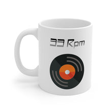 Load image into Gallery viewer, White Ceramic Mug - 33 Rpm - Orange Black Record