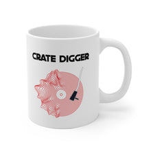 Load image into Gallery viewer, White Ceramic Mug - Crate Digger - Neon Bouncing Record